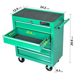 ZNTS 5 DRAWERS MULTIFUNCTIONAL TOOL CART WITH WHEELS-GREEN W1102126228