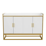 ZNTS Modern Kitchen Buffet Storage Cabinet Cupboard White Gloss with Metal Legs for living room Kitchen W876134665