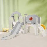 ZNTS Toddler Slide and Swing Set 7 in 1, Kids Playground Climber Slide Playset with Basketball Hoop PP321361AAE