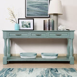 ZNTS 63inch Long Wood Console Table with 3 Drawers and 1 Bottom Shelf for Entryway Hallway Easy Assembly W1202114031