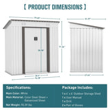 ZNTS 4 x 6 Ft Outdoor Storage Shed, Patio Steel Metal Shed w/Lockable Sliding Doors, Vents, House for W2181P156873