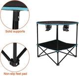 ZNTS Folding Table, Travel Camping Picnic Collapsible Round Table with 4 Cup Holders and Carry Bag W2181P162552