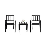 ZNTS Backrest Vertical Grid Wrought Iron Dining Table Set 01329598