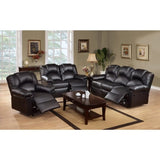 ZNTS 3 Seats Bonded Leather Manual Motion Reclining Sofa in Black B01682189