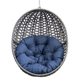 ZNTS Hanging Swing Egg Chair with Stand,Outdoor Patio Wicker Tear Drop Shape Hammock Chair with Cushion W1889113605