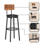 ZNTS Bar Table Set with 2 Bar stools PU Soft seat with backrest, Rustic Brown,43.31'' L x 15.75'' W x W116242792