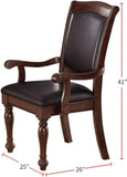 ZNTS Royal Majestic Formal Set of 2 Arm Chairs Brown Color Rubberwood Dining Room Furniture Faux Leather B01180916