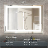 ZNTS LED Bathroom Mirror 48x 36 Inch with lights, anti-Fog & Dimming Led Bathroom Vanity Mirror W134070938