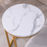 ZNTS Modern C-shaped end/side table,Golden metal frame with round marble color top-15.75" 52272961