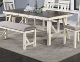 ZNTS Dining Room Furniture Dining Table White Finish Table w Grey Wooden Top 1pc Rectangular Table with B01163920