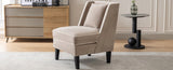 ZNTS Velvet Upholstered Accent Chair with Cream Piping, Tan and Cream WF316097AAT
