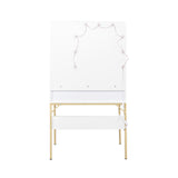 ZNTS White modern simple vanity with stool, solid metal frame construction, 9 LED lights illuminate W33158579