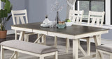 ZNTS Dining Room Furniture Dining Table White Finish Table w Grey Wooden Top 1pc Rectangular Table with B01163920
