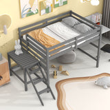 ZNTS Full Loft Bed with Platform,ladder,Grey W50482278