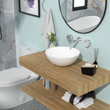 ZNTS 16"x16" White Ceramic Round Vessel Bathroom Sink W124366961