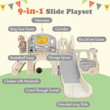ZNTS Kids Slide Playset Structure 9 in 1, Freestanding Castle Climbing Crawling Playhouse with Slide, PP307713AAK