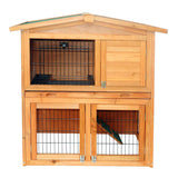 ZNTS 40" Triangle Roof Waterproof Wooden Rabbit Hutch A-Frame Pet Cage Wood Small House Chicken Coop Natu 49203299
