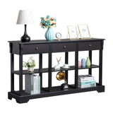 ZNTS Console Sofa Table with Ample Storage, Retro Kitchen Buffet Cabinet Sideboard with Open Shelves and 25351153