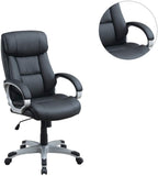 ZNTS Classic 1pc Office Chair Black Color Cushioned Headrest Adjustable Work Silver Armrest HS00F1685-ID-AHD