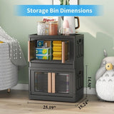 ZNTS 3 Piece Collapsible Plastic Organiser with Lid, Wardrobe Organiser, Stackable Wardrobe Organiser, W1401P147673
