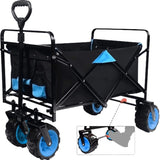ZNTS Collapsible Heavy Duty Beach Wagon Cart Outdoor Folding Utility Camping Garden Beach Cart with 95262678