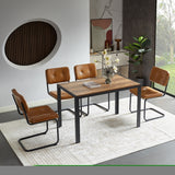 ZNTS Brown modern simple style dining chair PU leather black metal pipe dining room furniture chair set W29980859