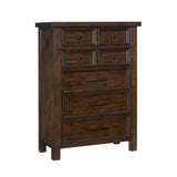 ZNTS Classic Bedroom Brown Finish 1pc Chest of Drawers Mango Veneer Wood Transitional Furniture B01151900