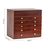 ZNTS Large Jewelry Organizer Wooden Storage Box 6 Layers Case with 5 Drawers, Brown 17065798