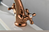 ZNTS Rose Gold Bathroom Sink Faucet 2 Single Hole Vanity Vessel Sink Basin Cold and Hot Water Deck B-80199-RJ