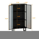 ZNTS 61.61 "High Glass Doors Modern Two-door Cabinet with Featuring Three-tier Storage for Entryway W75770659