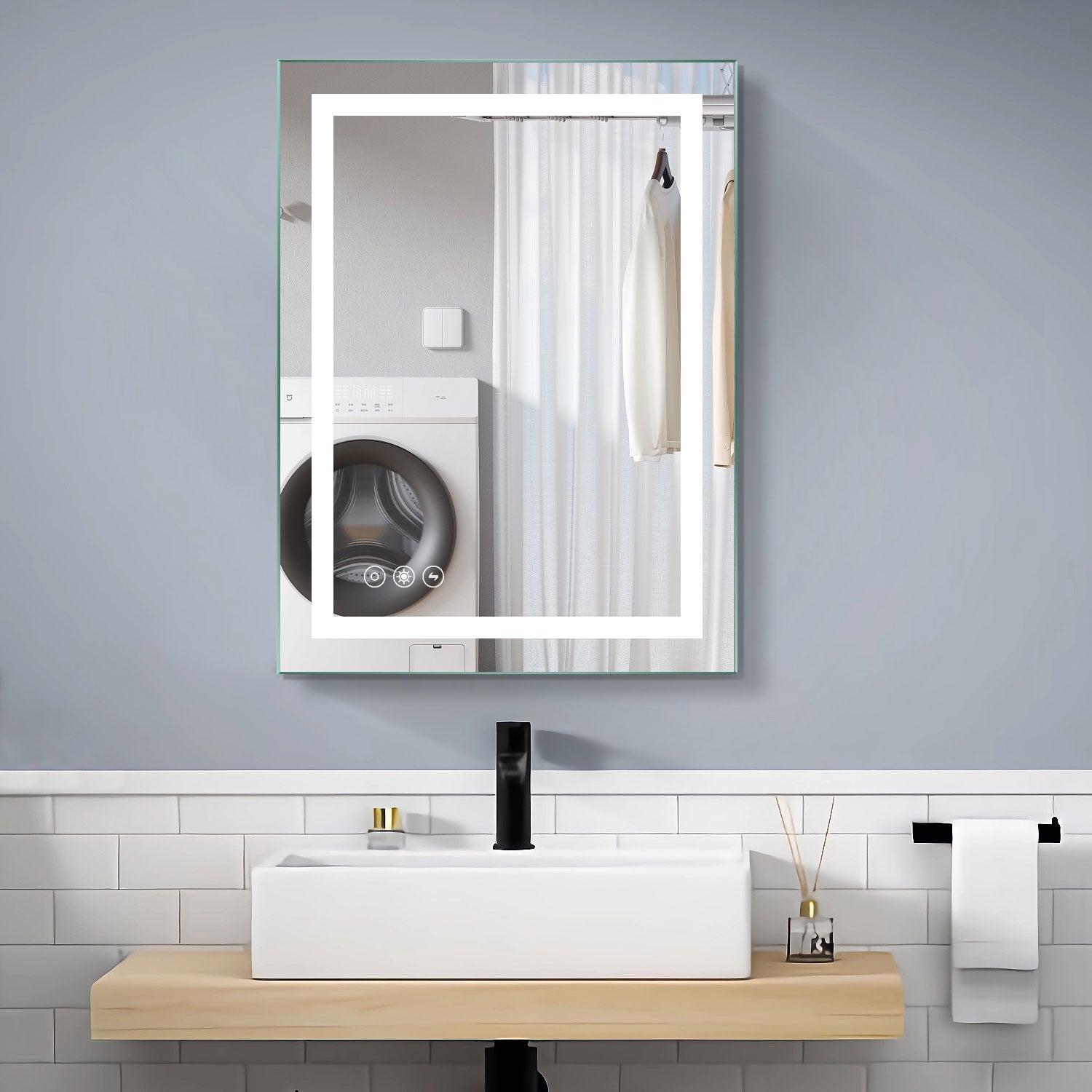 ZNTS 24 x 32 Led Mirror 3 brightness x 3 colors Anti-fog bathroom,bedroom W1355104169