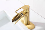 ZNTS Bathroom Faucet Waterfall Bathroom Faucet Pop Up Drain Bathroom Sink Faucet,Faucet for Bathroom D5301LSJ