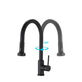 ZNTS Stainless Steel Pull Down Kitchen Faucet with Soap Dispenser Matte Black JYBB41202MB