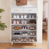 ZNTS Entryway Bedroom Armoire,Shoe Cabinet,Wardrobe Armoire Closet, Drawers and Shelves, Handles, Hanging 71384021