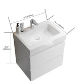 ZNTS BB02-24-101, Integrated solid surface basin WITHOUT drain & faucet, glossy white color W1865107108