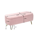 ZNTS Pink Storage Ottoman Bench for End of Bed Gold Legs, Modern Grey Faux Fur Entryway Bench Upholstered W1170104172