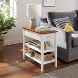 ZNTS Narrow 2-tone End Table with USB Charging Ports for Small Space, SOLID WOOD Table Legs, White and W1758126935