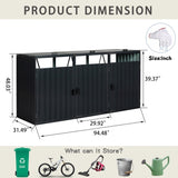 ZNTS Garbage Bin Shed Stores 3 Trash Cans Metal Outdoor Bin Shed for Garbage Storage,Stainless Galvanized W540120221