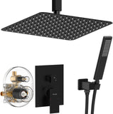 ZNTS Male NPT Matte Black Shower System, 12 Inch Shower Fixtures Rain Shower Head with Handheld Shower W1083110132
