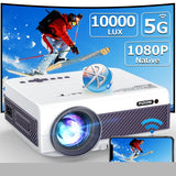 ZNTS Projector with WiFi and Bluetooth, Native 1080P Outdoor 10000L Support 4K, Portable Movie 84230234