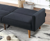 ZNTS Modern Electric Look 1pc Convertible Sofa Couch Black Linen Like Fabric Cushion Clean Lines Wooden HS00F8504-ID-AHD