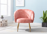 ZNTS Gorgeous Living Room Accent Chair 1pc Button-Tufted Back Covering Rose Color Velvet Upholstered B01167364