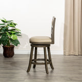 ZNTS 24" Counter Height X-Back Swivel Stool, Weathered Gray Finish, French Gray Leather Seat B04660726