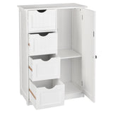 ZNTS Single Door Bathroom Storage Cabinet with 4 Drawers White 80099521