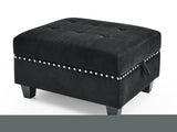 ZNTS Ottoman for Modular Sectional,Black Velvet W48734863