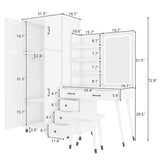 ZNTS Makeup Vanity Table Large Armoire Wardrobe Set, Dressing Table with LED Mirror Power Outlets 94145965