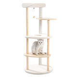ZNTS Multi-Level Cat Tree Modern Cat Tower Wooden Activity Center with Scratching Posts Beige 95146887