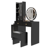 ZNTS Modern Makeup Vanity Table Set with Side Cabinet and LED Mirror, Retractable Dressing Table with 71734461