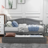 ZNTS Twin Wooden Daybed with Trundle Bed, Sofa Bed for Bedroom Living Room, Gray WF192861AAE