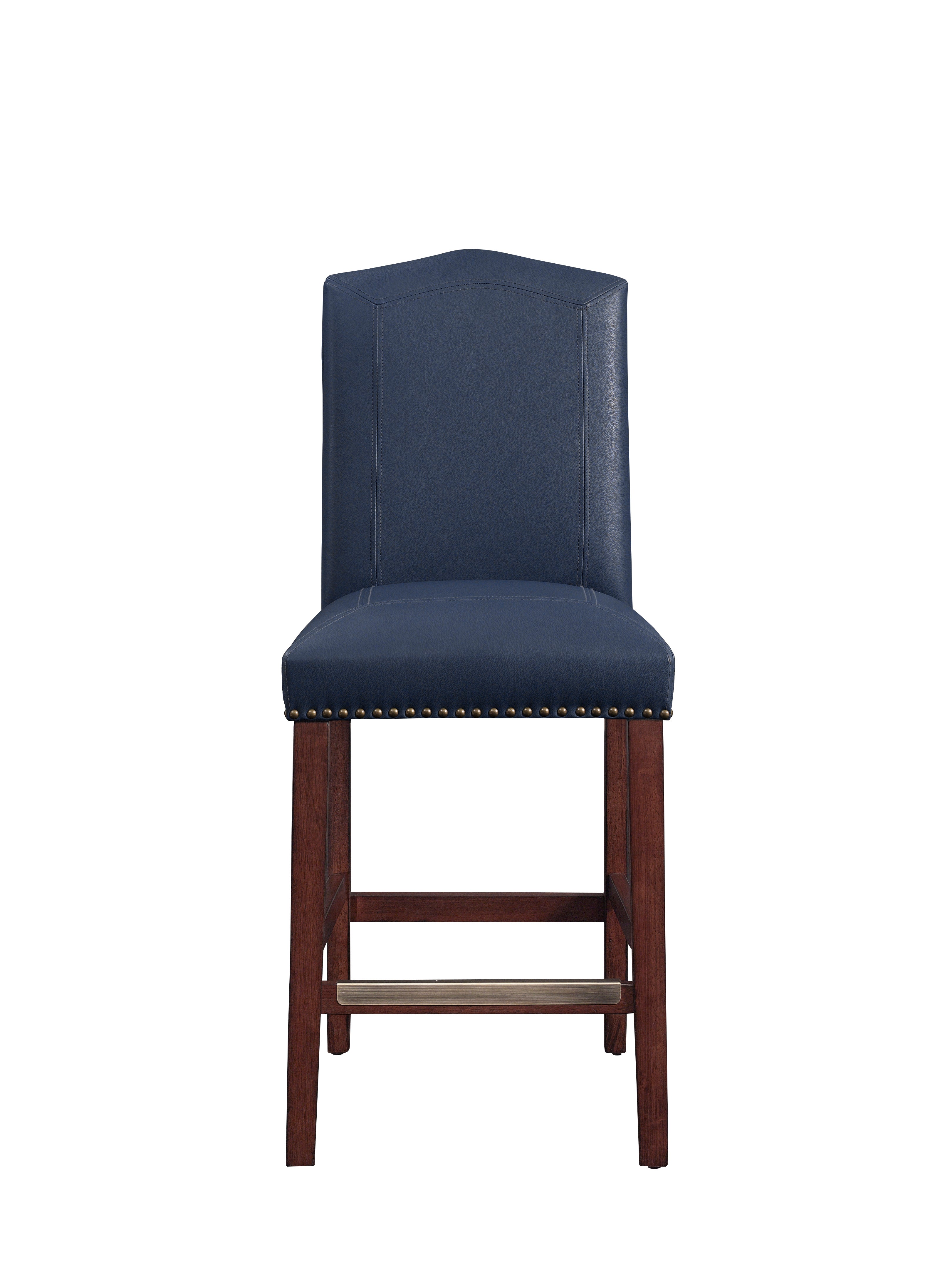 ZNTS Claremont Navy Faux Leather Counter Stool B05081038